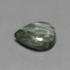 7.95 ct Green Seraphinite Gemstone, Seraphinite Gem in Pear Cabochon Shape for Sale.