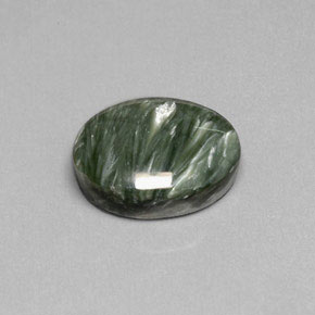 8.81 ct Green Seraphinite Gemstone, Seraphinite Gem in Oval Cabochon Shape for Sale.