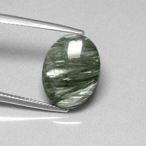 8.81 ct Green Seraphinite Stone, Natural Seraphinite in Oval Cabochon Shape for Sale