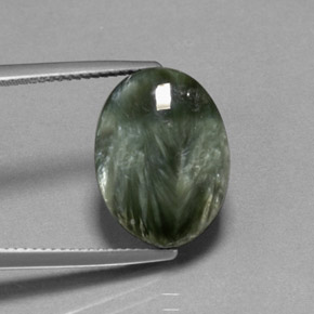 7.83 ct Green Seraphinite Stone, Natural Seraphinite in Oval Cabochon Shape for Sale