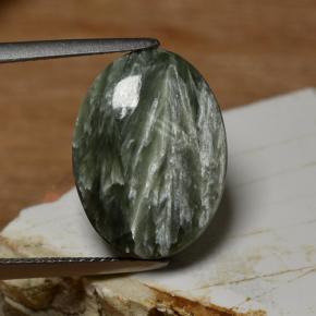 8.90 ct Green Seraphinite Gemstone, Seraphinite Gem in Oval Cabochon Shape for Sale.