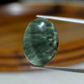 9.20 ct Green Seraphinite Gemstone, Seraphinite Gem in Oval Cabochon Shape for Sale.