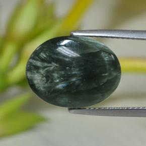 7.43 ct Green Seraphinite Stone, Natural Seraphinite in Oval Cabochon Shape for Sale