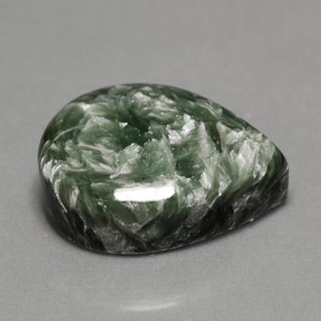 8.33 ct Green Seraphinite Gemstone, Seraphinite Gem in Pear Cabochon Shape for Sale.