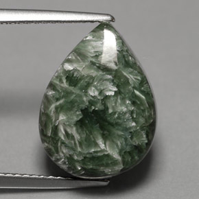 8.33 ct Green Seraphinite Stone, Natural Seraphinite in Pear Cabochon Shape for Sale