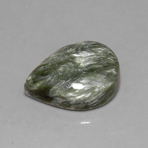 8.12 ct Green Seraphinite Gemstone, Seraphinite Gem in Pear Cabochon Shape for Sale.