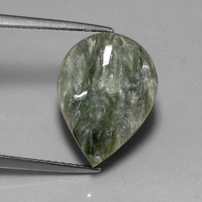 8.12 ct Green Seraphinite Stone, Natural Seraphinite in Pear Cabochon Shape for Sale