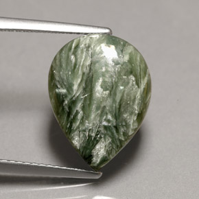 7.64 ct Green Seraphinite Stone, Natural Seraphinite in Pear Cabochon Shape for Sale