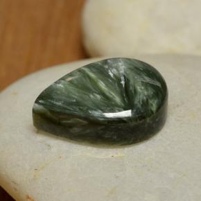 7.98 ct Green Seraphinite Stone, Natural Seraphinite in Pear Cabochon Shape for Sale
