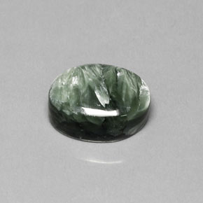 10.25 ct Green Seraphinite Gemstone, Seraphinite Gem in Oval Cabochon Shape for Sale.