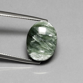 10.25 ct Green Seraphinite Stone, Natural Seraphinite in Oval Cabochon Shape for Sale