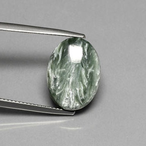 8.94 ct Green Seraphinite Stone, Natural Seraphinite in Oval Cabochon Shape for Sale
