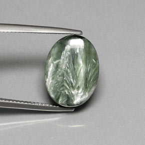 8.92 ct Green Seraphinite Gemstone, Seraphinite Gem in Oval Cabochon Shape for Sale.