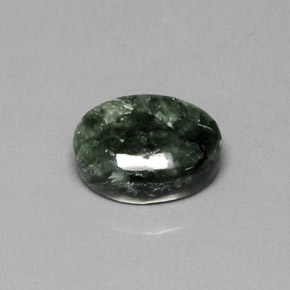 9.81 ct Green Seraphinite Gemstone, Seraphinite Gem in Oval Cabochon Shape for Sale.