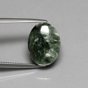 9.81 ct Green Seraphinite Stone, Natural Seraphinite in Oval Cabochon Shape for Sale