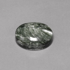 9.58 ct Green Seraphinite Gemstone, Seraphinite Gem in Oval Cabochon Shape for Sale.