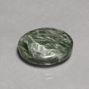 8.07 ct Green Seraphinite Gemstone, Seraphinite Gem in Oval Cabochon Shape for Sale.
