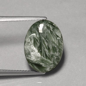 8.07 ct Green Seraphinite Stone, Natural Seraphinite in Oval Cabochon Shape for Sale