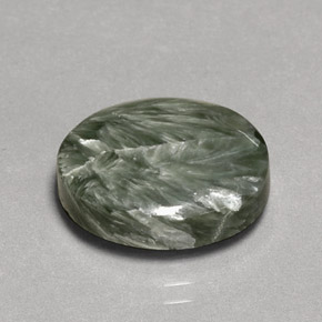7.88 ct Green Seraphinite Gemstone, Seraphinite Gem in Oval Cabochon Shape for Sale.