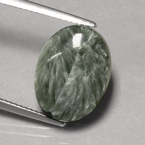 7.88 ct Green Seraphinite Stone, Natural Seraphinite in Oval Cabochon Shape for Sale