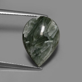 8.01 ct Green Seraphinite Stone, Natural Seraphinite in Pear Cabochon Shape for Sale
