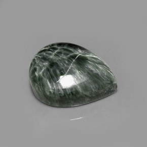 8.36 ct Green Seraphinite Gemstone, Seraphinite Gem in Pear Cabochon Shape for Sale.