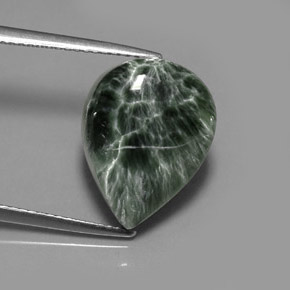 8.36 ct Green Seraphinite Stone, Natural Seraphinite in Pear Cabochon Shape for Sale