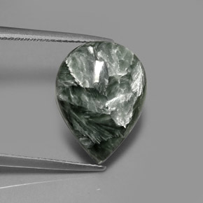 7.89 ct Green Seraphinite Stone, Natural Seraphinite in Pear Cabochon Shape for Sale