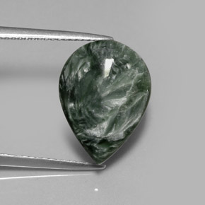 8.48 ct Green Seraphinite Stone, Natural Seraphinite in Pear Cabochon Shape for Sale