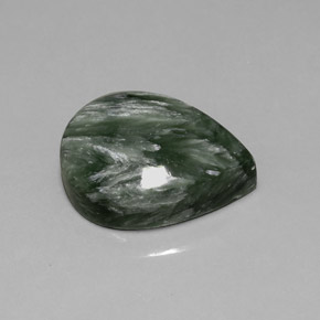 8.73 ct Green Seraphinite Gemstone, Seraphinite Gem in Pear Cabochon Shape for Sale.