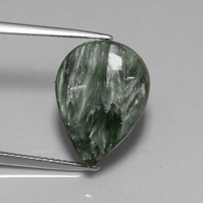 8.73 ct Green Seraphinite Stone, Natural Seraphinite in Pear Cabochon Shape for Sale