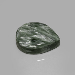 8.02 ct Green Seraphinite Gemstone, Seraphinite Gem in Pear Cabochon Shape for Sale.