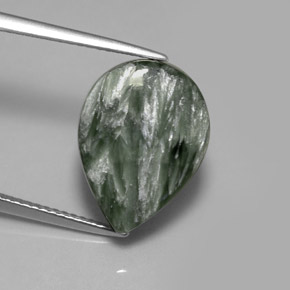 8.02 ct Green Seraphinite Stone, Natural Seraphinite in Pear Cabochon Shape for Sale
