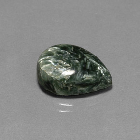 7.21 ct Green Seraphinite Gemstone, Seraphinite Gem in Pear Cabochon Shape for Sale.