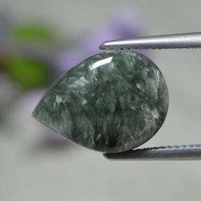 8.19 ct Green Seraphinite Stone, Natural Seraphinite in Pear Cabochon Shape for Sale