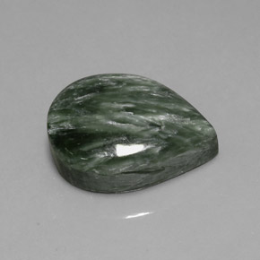 8.33 ct Green Seraphinite Gemstone, Seraphinite Gem in Pear Cabochon Shape for Sale.