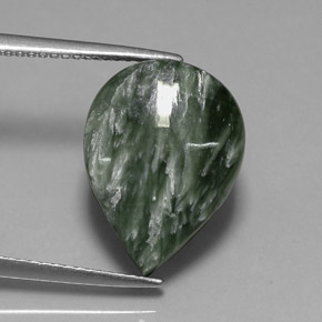 8.33 ct Green Seraphinite Stone, Natural Seraphinite in Pear Cabochon Shape for Sale