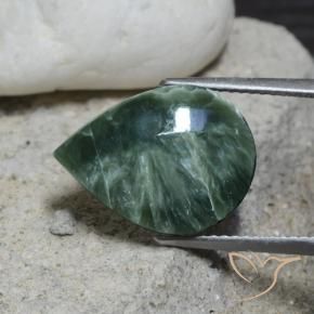 8.23 ct Green Seraphinite Stone, Natural Seraphinite in Pear Cabochon Shape for Sale