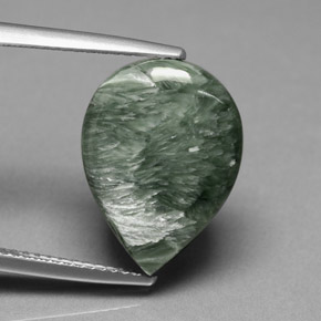 8.49 ct Green Seraphinite Stone, Natural Seraphinite in Pear Cabochon Shape for Sale