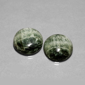 18.87 ct Green Seraphinite Stone, Natural Seraphinite in Round Cabochon Shape for Sale