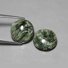 20.38 ct Green Seraphinite Gemstone, Seraphinite Gem in Round Cabochon Shape for Sale.