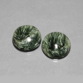 20.38 ct Green Seraphinite Stone, Natural Seraphinite in Round Cabochon Shape for Sale