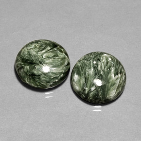 21.97 ct Green Seraphinite Stone, Natural Seraphinite in Round Cabochon Shape for Sale