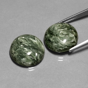 Seraphinite Gemstone in 15.9 mm Size for Sale, Seraphinite Stone in Green Color