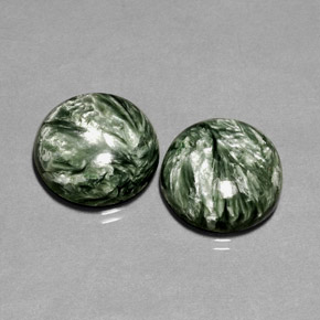 21.69 ct Green Seraphinite Stone, Natural Seraphinite in Round Cabochon Shape for Sale