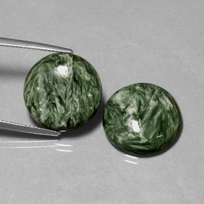 19.38 ct Green Seraphinite Gemstone, Seraphinite Gem in Round Cabochon Shape for Sale.