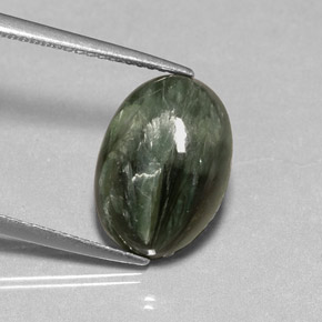 4.57 ct Green Seraphinite Stone, Natural Seraphinite in Oval Cabochon Shape for Sale