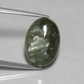 4.87 ct Green Seraphinite Stone, Natural Seraphinite in Oval Cabochon Shape for Sale