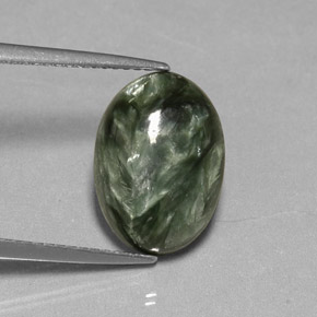 4.01 ct Green Seraphinite Stone, Natural Seraphinite in Oval Cabochon Shape for Sale