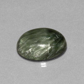 4.85 ct Green Seraphinite Gemstone, Seraphinite Gem in Oval Cabochon Shape for Sale.